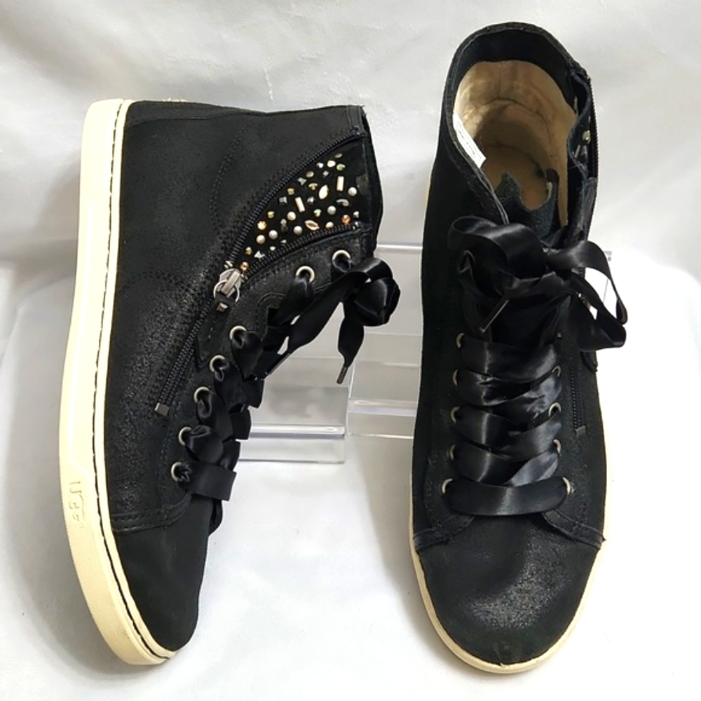 UGG Blaney Crystal Embellished High Top Leather Casual sneakers (w size 10)